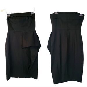 Calvin Klein‎ Black Strapless Dress Cocktail Asymmetrical Ruffle Dress Size 6
